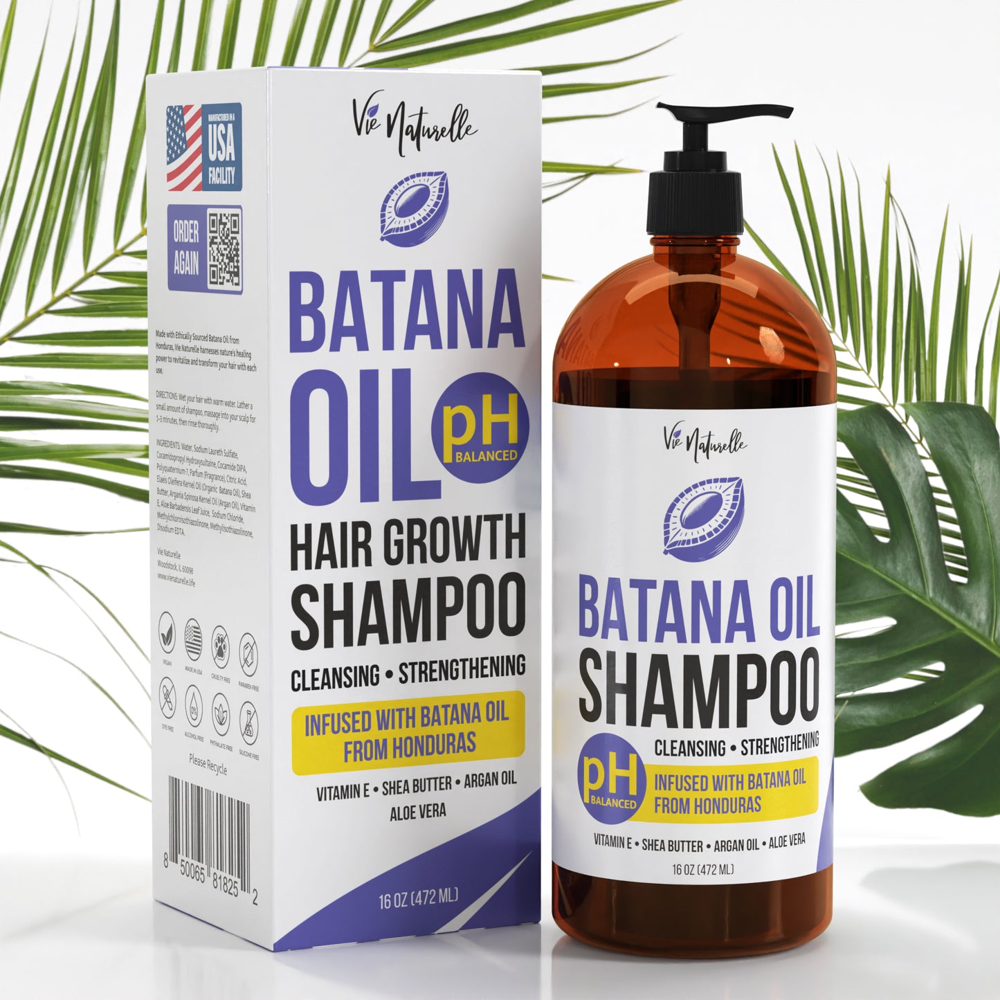 Batana Oil Shampoo 16 oz – Cleansing, Strengthening (pH Balanced)