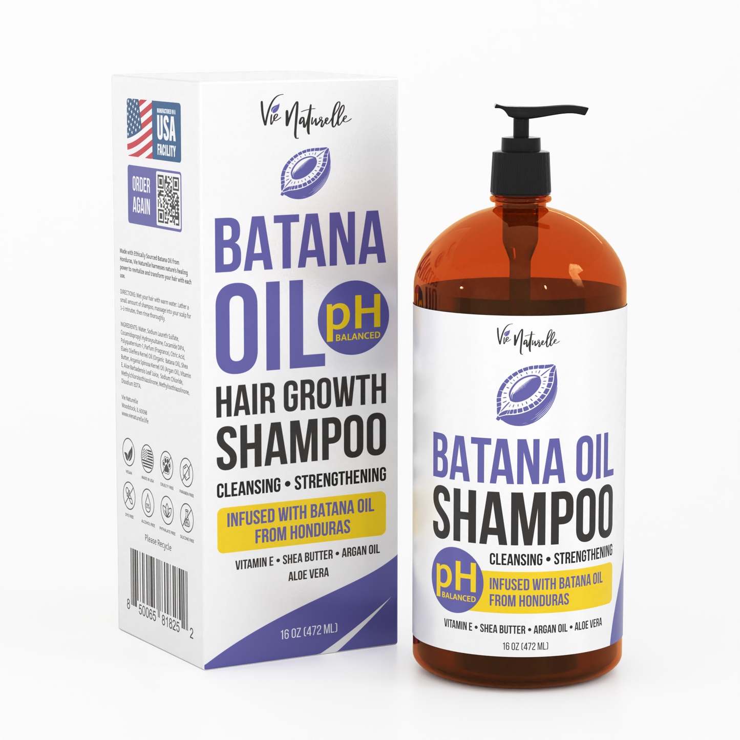 Batana Oil Shampoo 16 oz – Cleansing, Strengthening (pH Balanced)